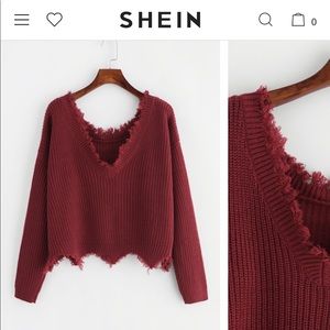Shein Red Cropped Sweater